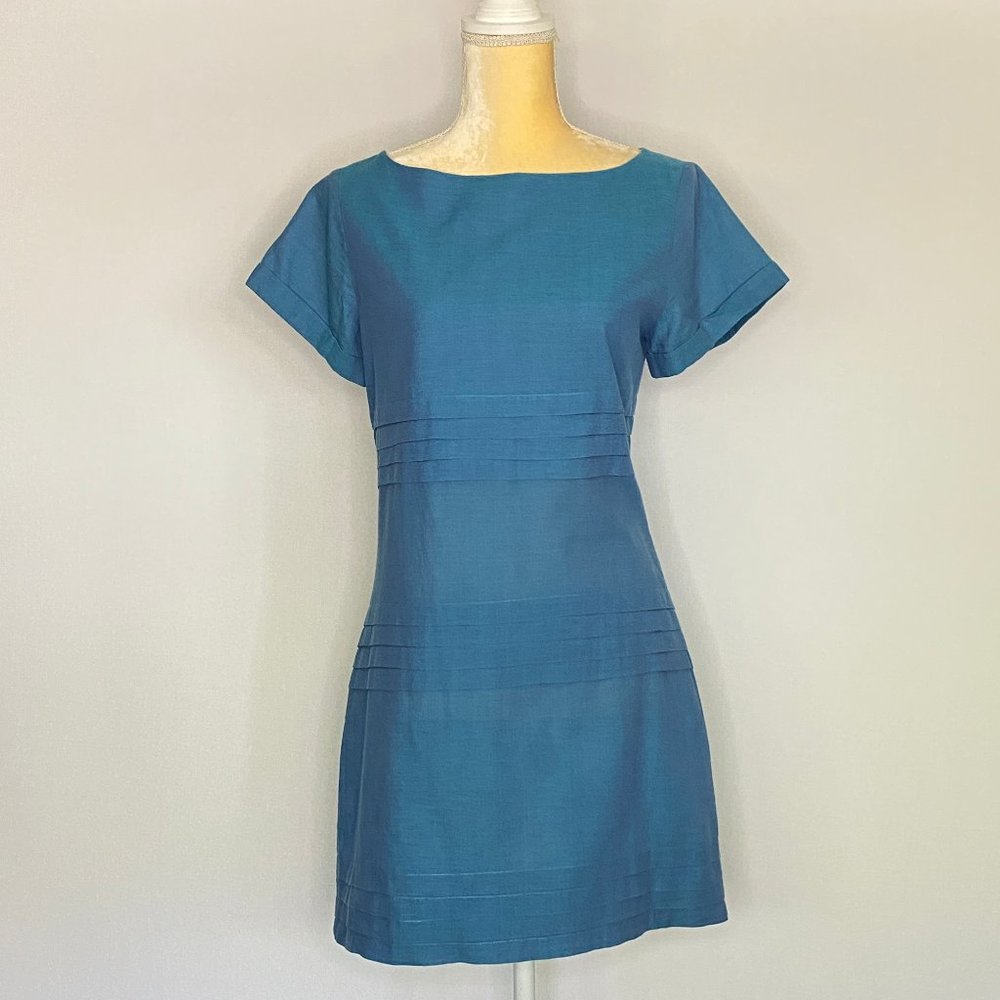 Geren Ford Dress Blue Mini Short Sleeve Back Zip S